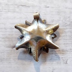 Handmade Hill Tribe Flower Pendant Fine Silver Flower Three Dimensional Pendant