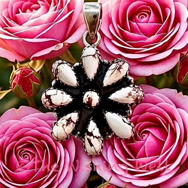 Wild Horse Jasper Turquoise Cluster | Pendant| Flower Matte Jewelry