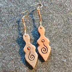 Handcrafted Brown Wood Teardrop Bohemian Dangle/Drop Hook Earrings