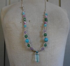 Fluorite Double Point Adjustable Hemp Necklace Aventurine Amethyst Stone Beads