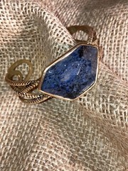 Barse Bronze Lapis Lazuli Blue Stone Cuff Bracelet