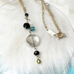 Holly Yashi Cascade Gemstone Purple Blue Crystal Pendant Gold Necklace