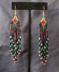 Handmade vintage beaded earrings [black, gold, red, green, blue, clear]