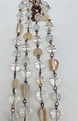 Handcrafted 29″ Beaded Necklace Copper-Tone wire links Crystals Opalite & Stone