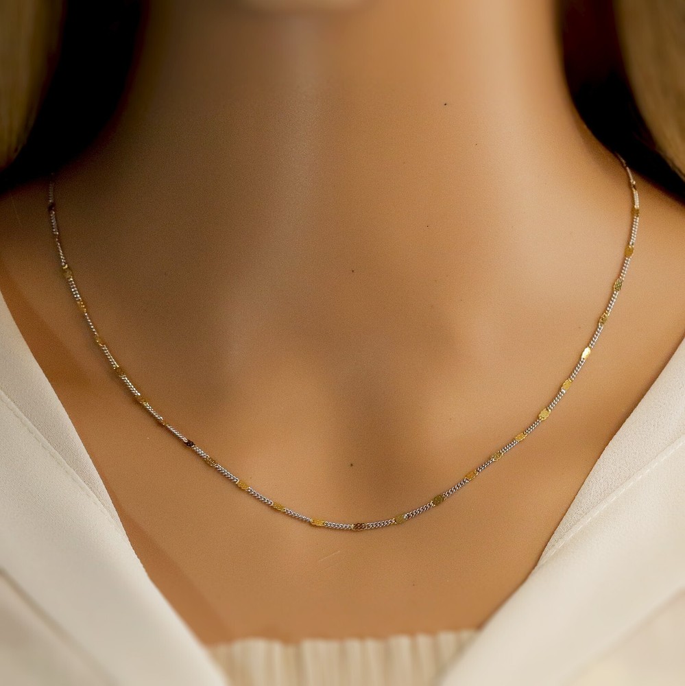 Gold and Silver Chain Necklace, Minimalist Jewelry, Daily Necklace, Gift for Her