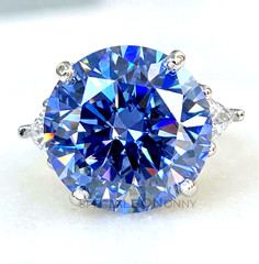 RARE 12 Ct Certified Campanula Blue Diamond Ring, Great Sparkle, FREE Studs
