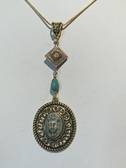 *NEW LISTING*EGYPTIAN REVIVAL CZECH NEIGER GLASS PHARAOH NECKLACE TURQ/GOLD-NEW