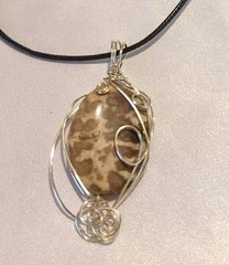 Leopard Skin Jasper Pendant Necklace Handmade Silver Wire Wrapped Artisan NEW