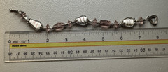 Handmade Purple White & Clear Glass Beaded Silver Tone Bracelet Small 6.75″
