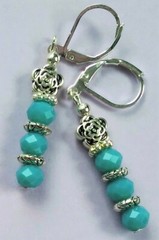 faceted TURQUOISE COLOR crystal drops Leverback handcrafted CHOOSE #300-14