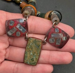 Jeremy GICKER Signed Dated 2000 Stone Beaded Mixed Metal Media Necklace 18″