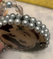 Audrey Hepburn Breakfast At Tiffany’s Photo Pendant Necklace Faux Blue Pearls￼