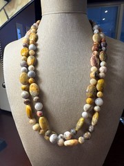 Jay King DTR 925 Necklace Crazy Lace Agate Long 44″ Natural Stone Beaded Boho
