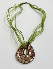 Artisan Murano Style Lampwork Glass Pendant Necklace Handmade Jewelry 16 – 18 in