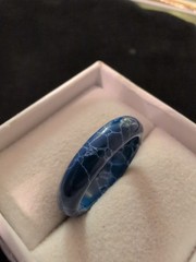 Handcrafted Artisan Tumbled Puffy Cloud Lapis Ring Size 9 Band Hand Cut Custom