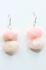 Pink Opal Natural Gemstone 925 Sterling Silver Earrings Hexagon Shape 1 1/4″