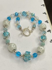 Artisan Handcrafted Art Deco Lampwork Breakfast at Tiffany?s Blue Necklace Ooak