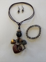 Five Heart Artisan Handmade with Leather Strap Women’s Necklace Pendant
