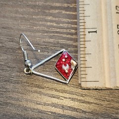 Alpaca Silver Dangle Diamond Cutout Earrings with Pink Sky with Moon & Stars
