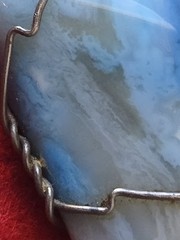 Blue Agate Stone Wire Wrapped Pendant Necklace Adjustable Black Cord