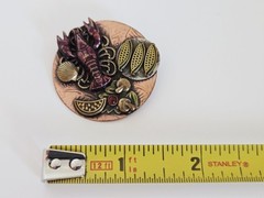 VTG Artisan Lobster Feast Seafood Platter Brass Copper Enamel Pin – 1 1/2″ Diam