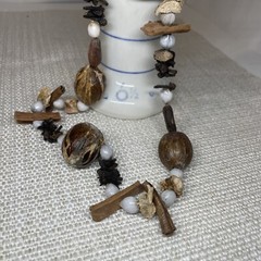 Handmade Natural Organic Material Necklace Shell Pod Seed Spice Nut Boho EUC