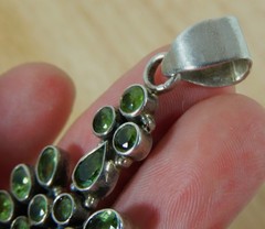 Peridot Gemstone Pendant in Silver Setting Crystal