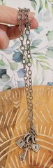 Vintage Judith Ripka Sterling Silver Key Heart Padlock Triple Charm Pendant Cabl