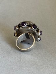 Vintage Sterling Silver with Turquoise and Amethyst Ring 1 1/4” Size 9 3/4