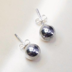 8mm, Vintage sterling silver sphere studs, handmade 925 earrings