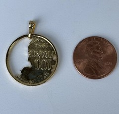 France Pendant ONLY , French 100 Frank Hand Cut 7/8″ Diameter ( # 106 )