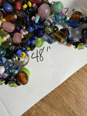 HANDCRAFTED Art Glass Seed Bead TWIST WRAP NECKLACE Multi Color EXTRA LONG 48″