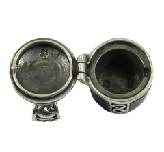 Solid 925 Sterling Silver Black Onyx Inlay Cremation Ash Urn Funerary Pendant