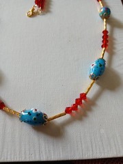 Beautiful Handmade Glass And Metal Beaded Necklace 23″ New