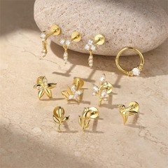 Gold Nap Earrings 925 Sterling Silver Flat Back Daith Conch Piercing Earrings