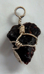 Unique Spessartite Garnet Pendant Sterling Silver 925 Hand wrapped