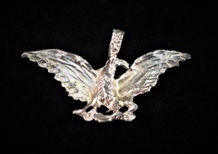 Unusual Cast Sterling Silver 925 Eagle Pendant