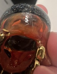 LEE BRODIE – 2017 Glass Skull Pendant Gold Crushed Opal Brodee Firefly Pendy