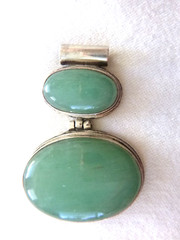 Artisan Double-Chrysoprase Slider Pendant 925 Sterling Silver 2″ Nepal