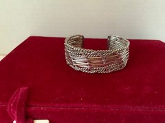 RARE TAXCO Artisan Sterling Silver Woven Cuff Bracelet Sm/Med 45.63g