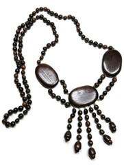Wood Bead Necklace, Hand Crafted Bohemian Ethnic Necklace Boho Artisan Jewelry
