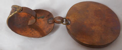 Artisian Made Mixed Materials Copper Abalone Shell Mosaic Pendant Chunky 3 3/4″