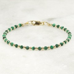 3mm Malachite Bracelet – Minimalist 14k Gold Filled