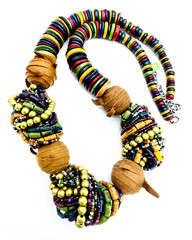 Dyed Coconut Shell Brown Leather Beaded BOHO Necklace