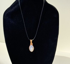 Copper wire-wrapped artisan-created Galaxy stone necklace with rose (6270)