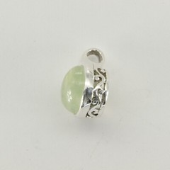 925 Sterling Silver – Round Green Prehnite Pendant – Charm – Pendantif Prehnite