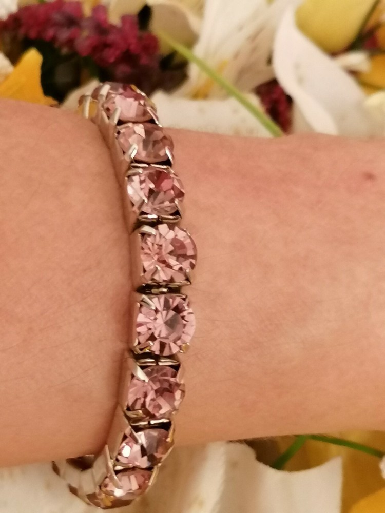 Tennis Bracelet gift for women 8mm Tourmaline Crystal White Gold Jewelry Bday