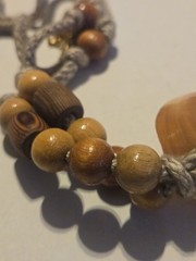 Vintage Seashell & Wood Beads Necklace Unisex Boho Hippie Chic Handmade