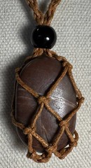 Beautiful Polished Natural Formed Wishing Stone Pendant On Woven Cord Necklace