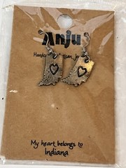Anju Handcrafted Artisan My Heart Belongs to Indiana Pewter Earrings